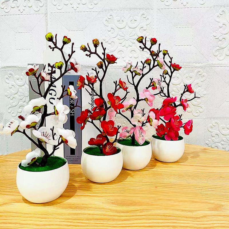 Home Office Layout - Simulation Plum Flower Pot Plant Artificial