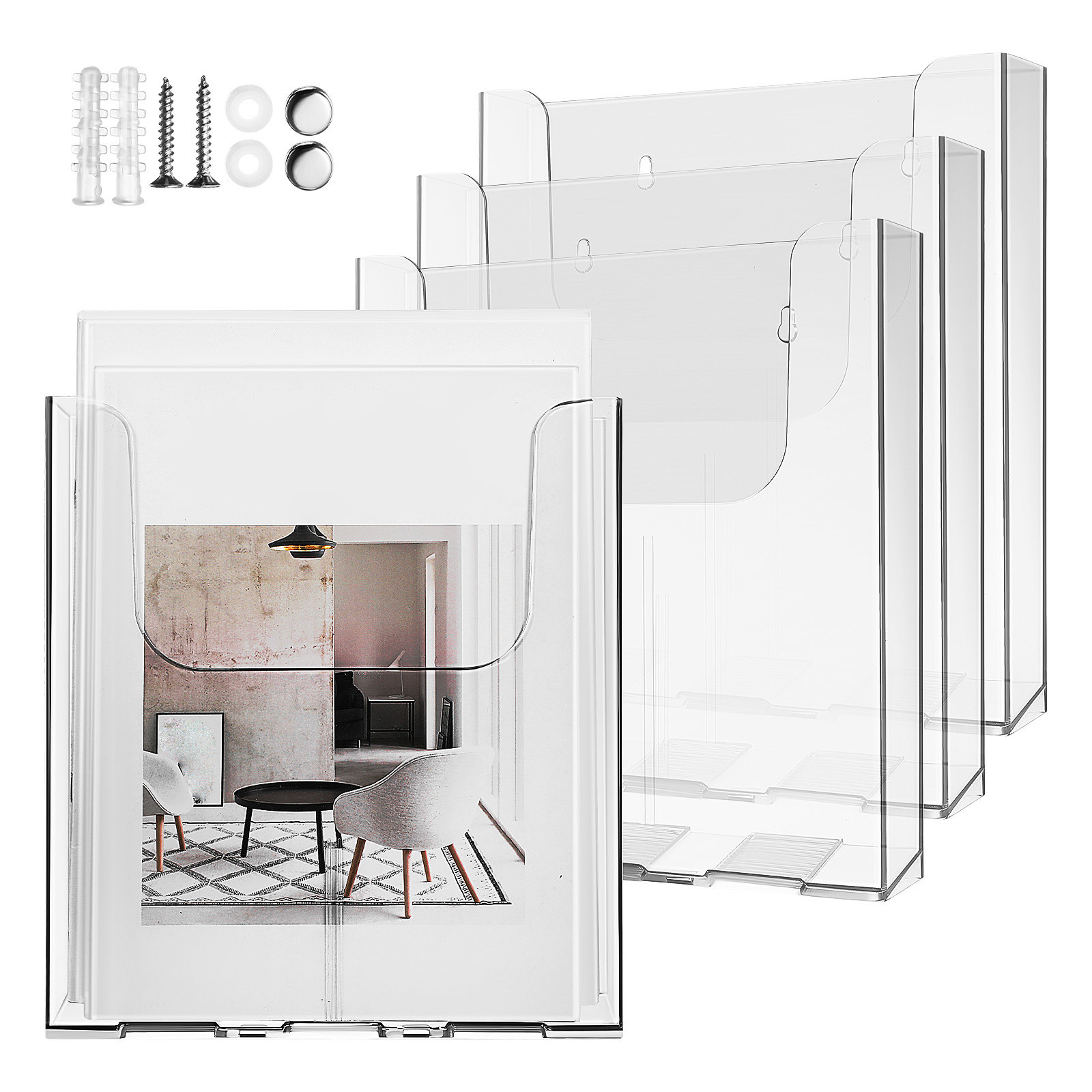 4Pcs Acrylic Wall Mounted Docu - Document Holder Stand 评论和价格
