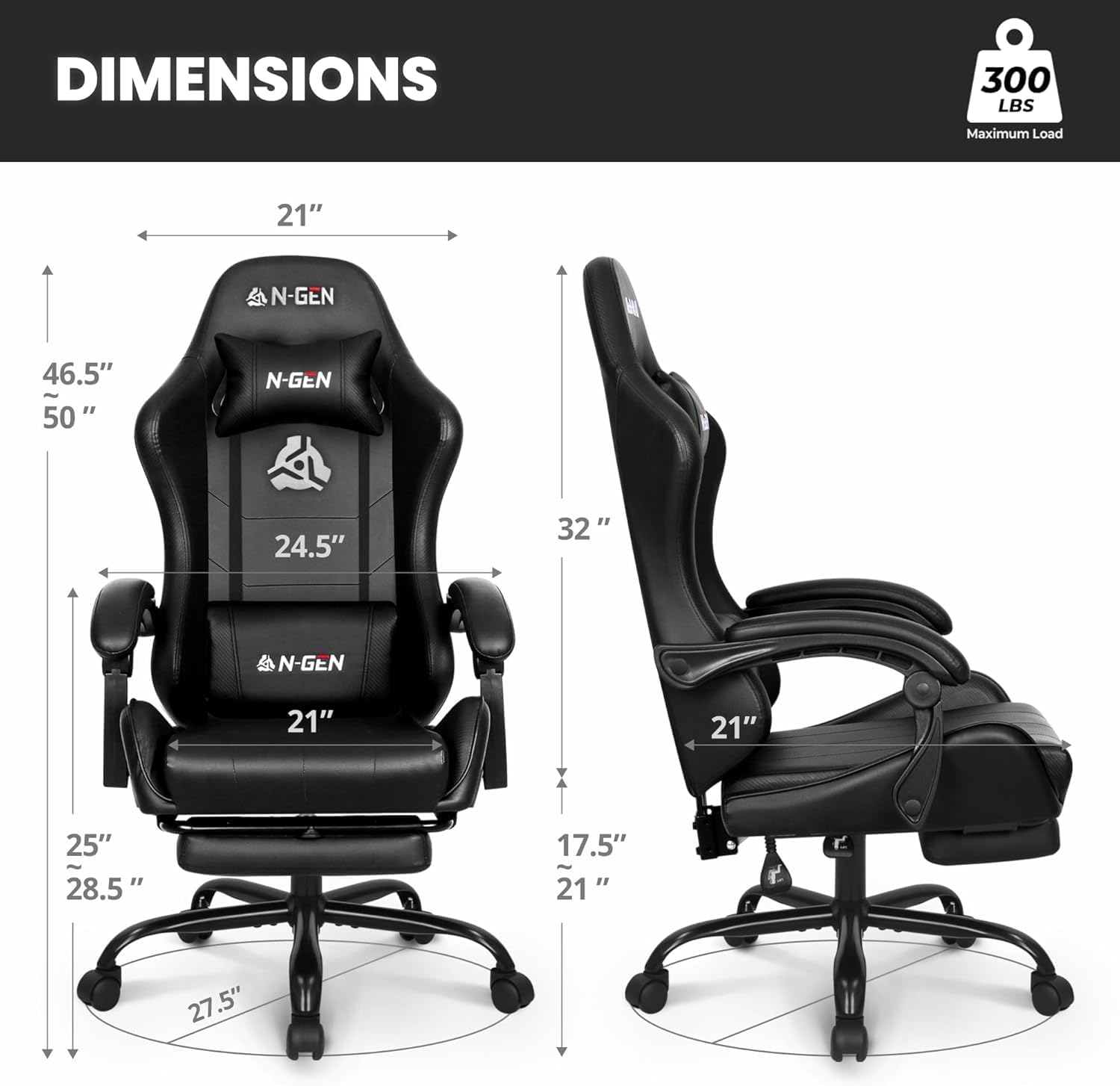Gaming Chair with Footrest Lum - Ergonomic Office Chair 评论和价格