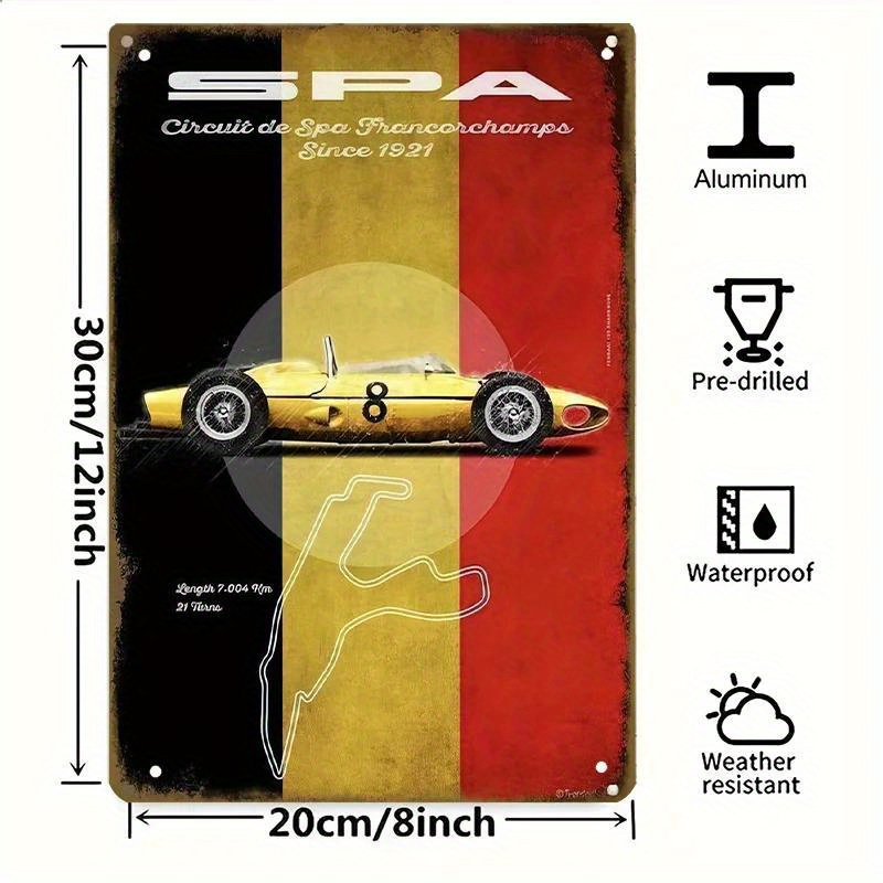 metal Racing Car Sign - Spa Ra - Home Office Or 评论和价格