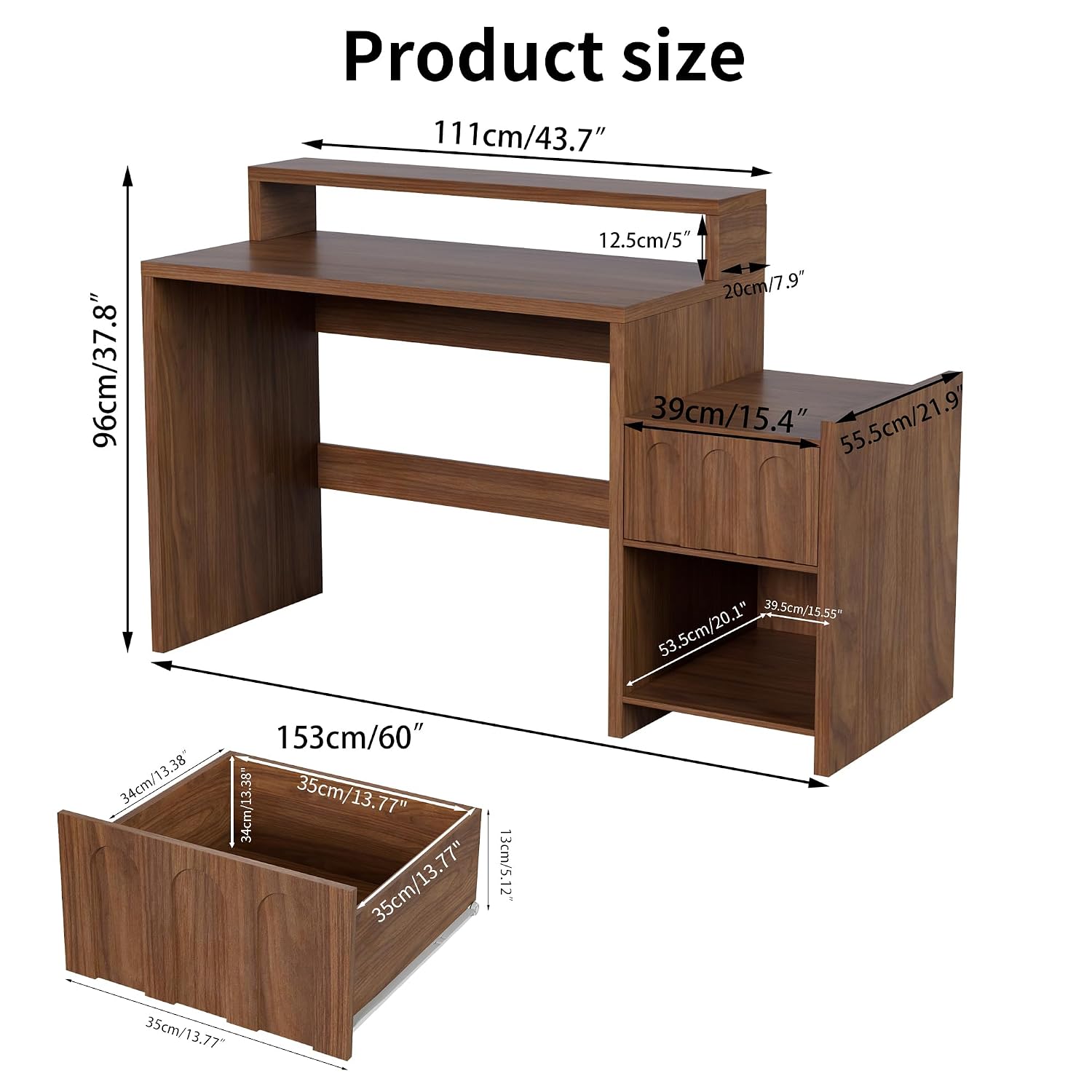 60 Inch Executive Desk with Dr - Home Office Work Table 评论和价格