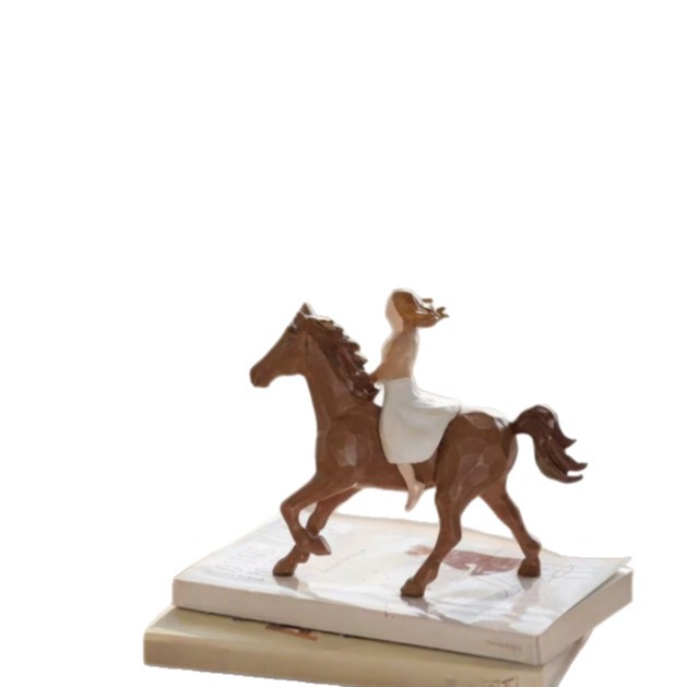 Wood Carving Style Girl Riding - Home Office Room Inspiration 评论和价格